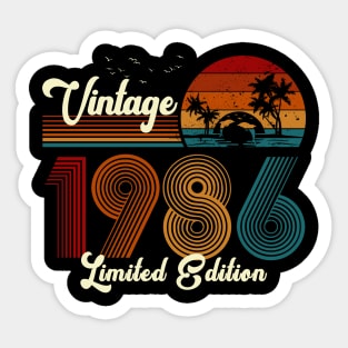 Vintage 1986 Shirt Limited Edition 34th Birthday Gift Sticker